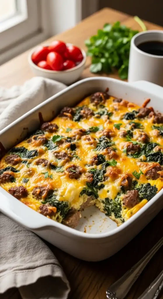 spinach-sausage-egg-bake
