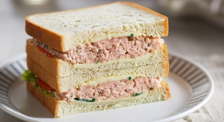 Classic stacked tuna sandwich