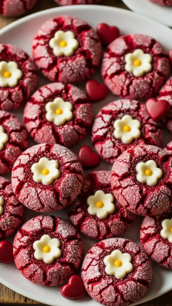 classic-valentines-day-red-velvet-blossoms-cookies-with-rich-cocoa-flavor