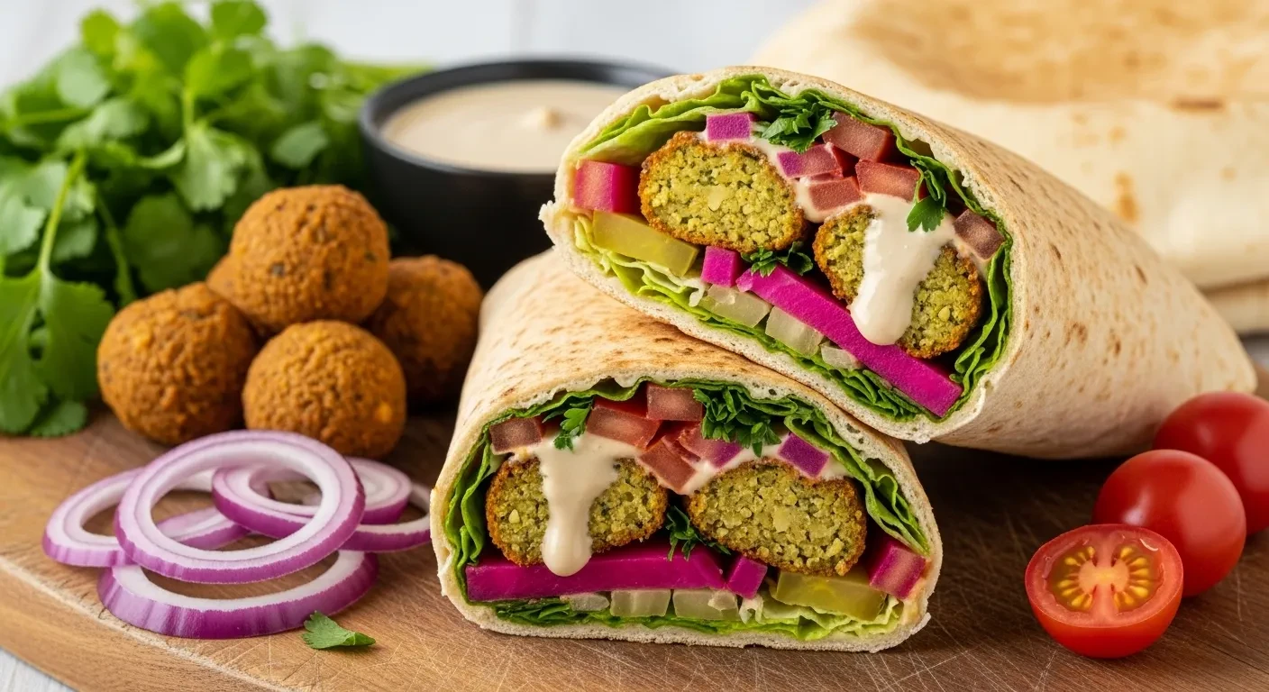 close-up-pita-bread-wrap-filled-with-falafel-balls-vegetables-and-sauce