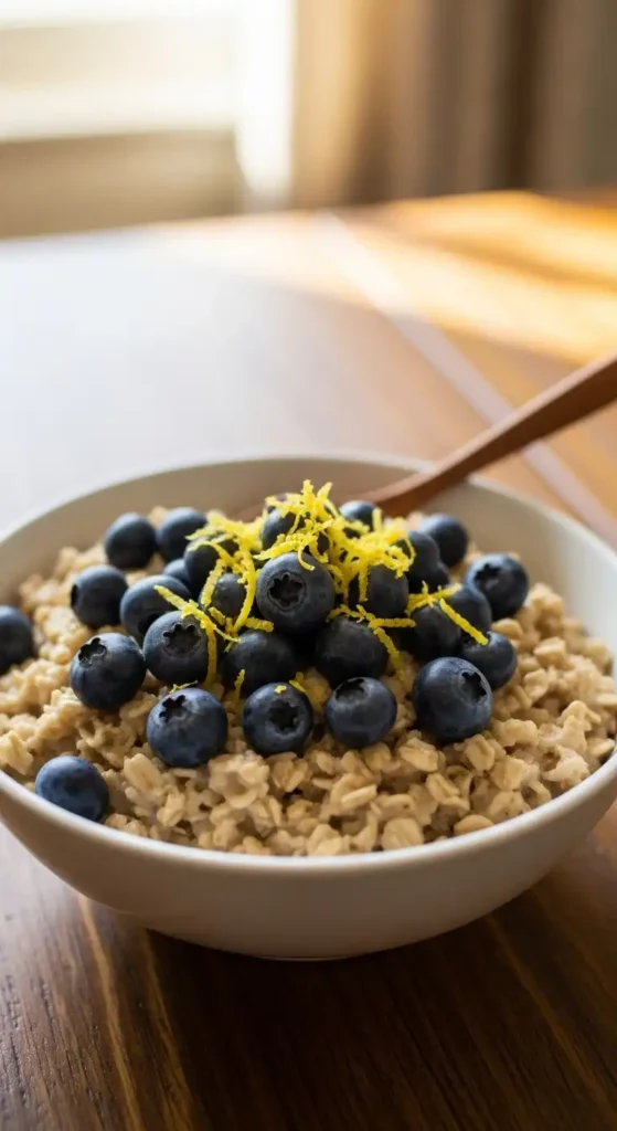 steel-cut-oats-with-blueberries-and-lemon-zest