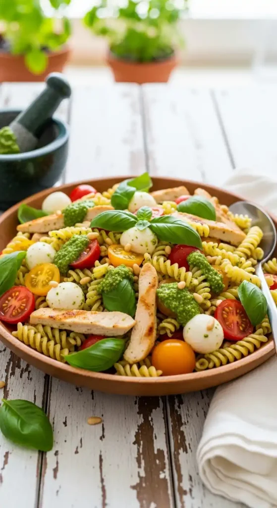 chicken-pasta-salad-recipe-with-pesto-infusion