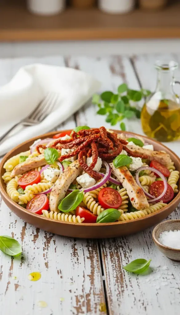 Chicken-Pasta-Salad-Recipe-with-Sun-Dried-Tomato-Twist