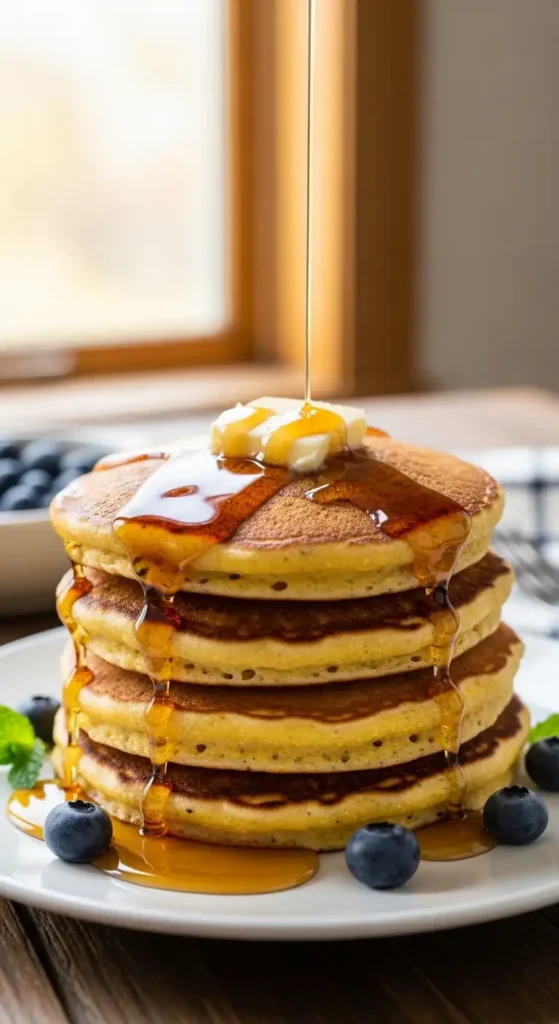 cornmeal-pancake-recipe-with-maple-syrup