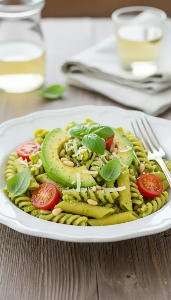 pesto-pasta-recipe-with-avocado-creamy-touch