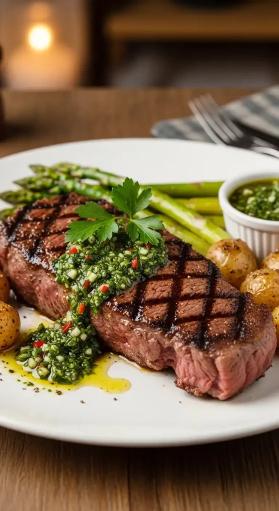 grilled-new-york-strip-steak-with-chimichurri-sauce