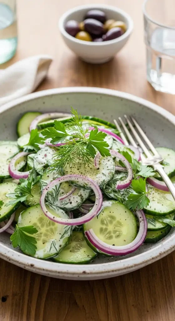 keto-cucumber-salad-recipe-with-red-onion-and-parsley