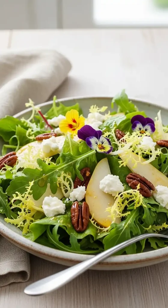 mixed-greens-with-goat-cheese-and-pear