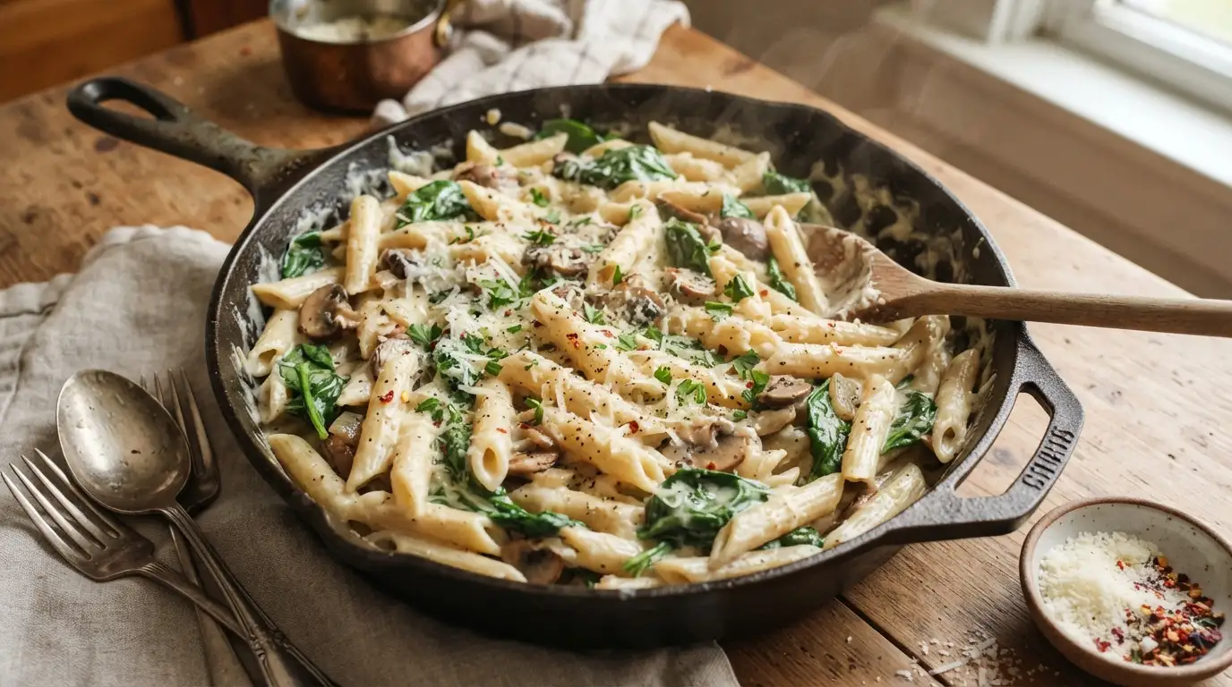 Quick-One-Pan-Creamy-Spinach-Pasta-Recipe-for-Dinner